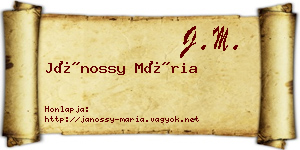 Jánossy Mária névjegykártya